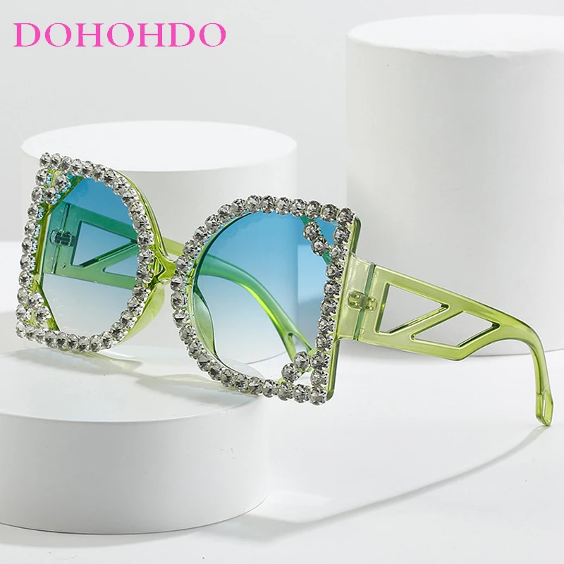 

DOHOHDO Fashion Oversized Square Diamond Sunglasses For Women Trendy Rhinestone Men Sun Glasses Lady Luxury Brand Eyewear UV400