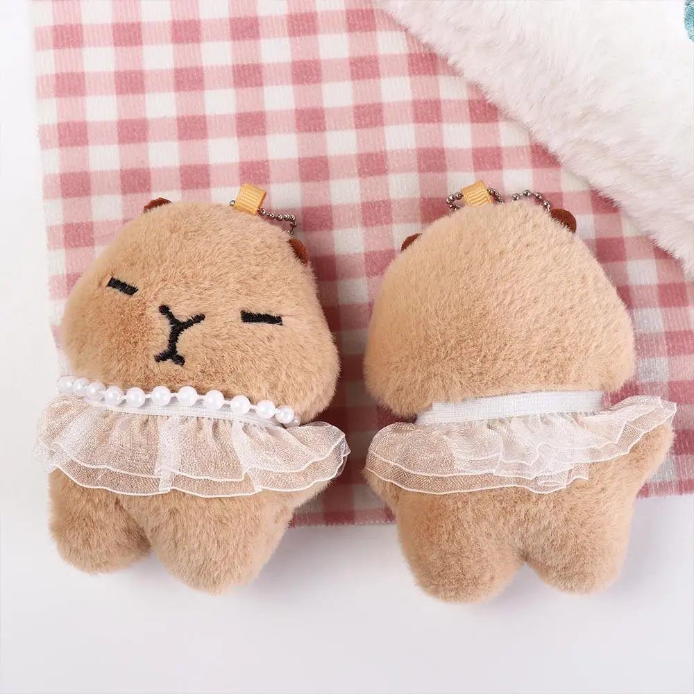 Lovely Cartoon Tutu Capybara Keychain Plush Stuffed Toys Plush Doll Keychain Soft Guinea Pig Pendant Couple