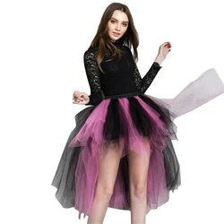 Gonne tutù Tulle Sottoveste alta bassa Donna Trambusto pieghettato irregolare Fantasia Danza Pettiskirt Cocktail Party Nero Fucsia Blu