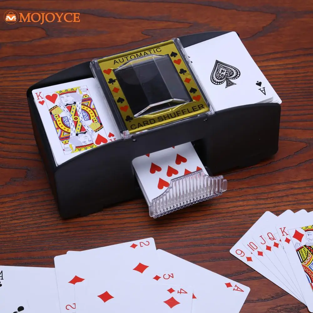 Automatic Poker Card Shuffler Board Games for Shuffle 2 Deck Automatic Hand Crank Home Card Games Battery Operated Playing Cards