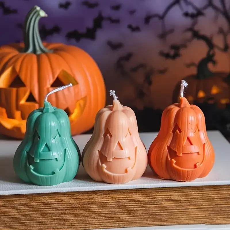 Halloween DIY Silicone Candle Mold Pumpkin Head Horror Theme