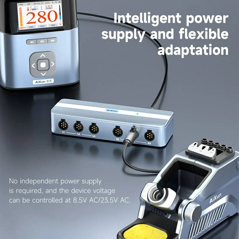 Estación de acoplamiento inteligente AIXUN EB01, entrada de doble canal, seis puertos HUB en dos para reparación de teléfonos y acoplamiento de microsoldadura