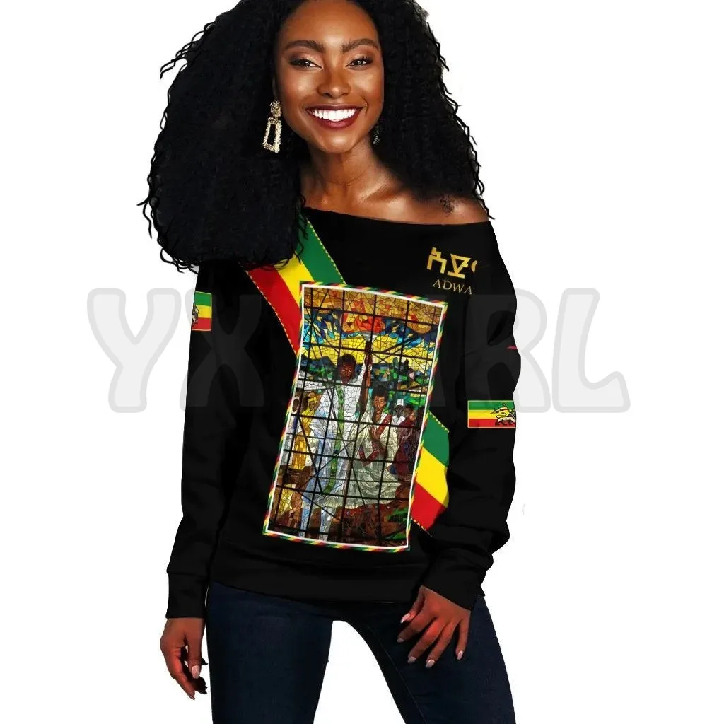 

YX GIRL Adwa Victory Ethiopian 3D Printed Novelty Women Casual Long Sleeve Sweater Pullover