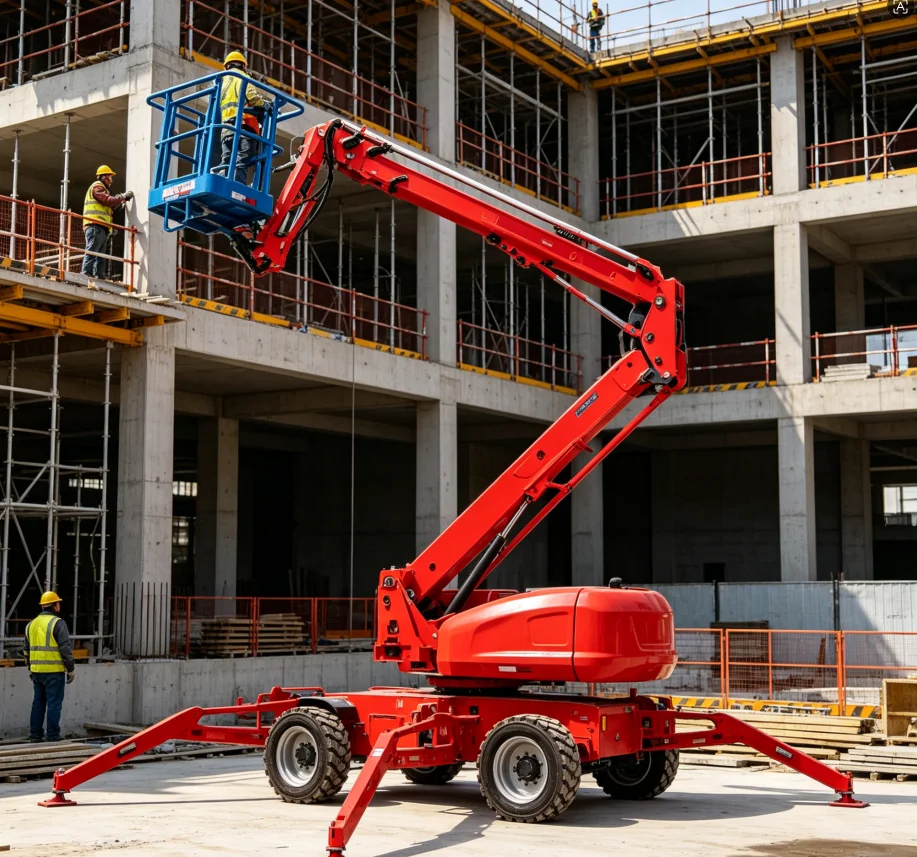 Cherry Picker Engine Powered Towable Articulated Boom Lift Semi Automatic 12m Articulating Lifting Platform Price