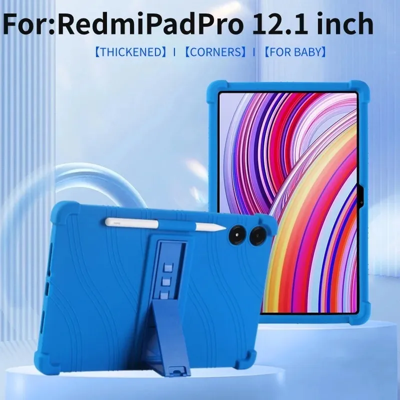 เคสซิลิโคนนิ่มแบบตั้งได้สำหรับแผ่น Xiaomi poco 12.1 2024 6S Pro 12.4 5 6 Pro redmi Pad Pro12.1 SE 11นิ้ว Pad10.61