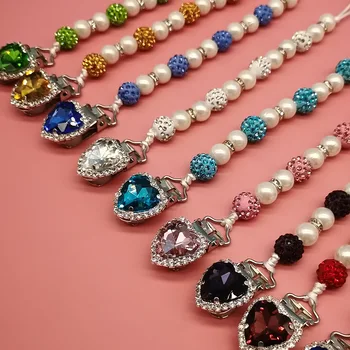 빈티지 유럽 스타일 진주 크리스탈 젖꼭지 클립 체인 펜던트, 고급 젖꼭지 액세서리, 남아 여아