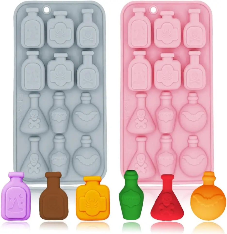 

VERIDIAN 3D Apothecary Potion Bottle Silicone Molds 12 Cavity Halloween Themed Baking Mould Tray DIY Baking Tool for Chocolate