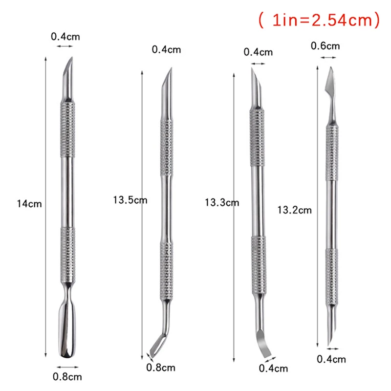 1 pz Nail Art Pusher Dead Skin Remover Stick Rod Gel lucidatura Dual End pinzette in acciaio inox Nail Cutter Nail Art Tool Pedic