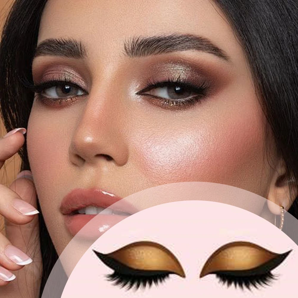 속눈썹 아이 섀도우 스티커 반짝이 속눈썹 클립 아트 스티커 2 In 1 재사용 가능한 아이 메이크업 스티커 여성용 소녀 데일리 메이크업