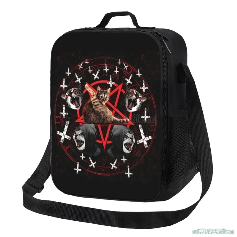 

Pentagram Cats Death Black Band Lunch Bags Portable Insulated Box for School Work Picnic Tote Food Container