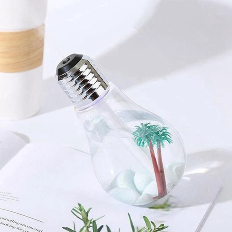 Air Humidifier Bulb Lamp Shade Decorative Lights Diffuser Purifier Atomizer With Colorful LED Night Light For Home