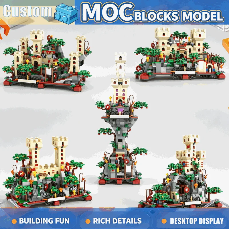 1473PCS MOC Castle Rock Five In One Fortress Model Building Blocks Custom Puzzle DIY Creative Assembly Display Toy Gift Series