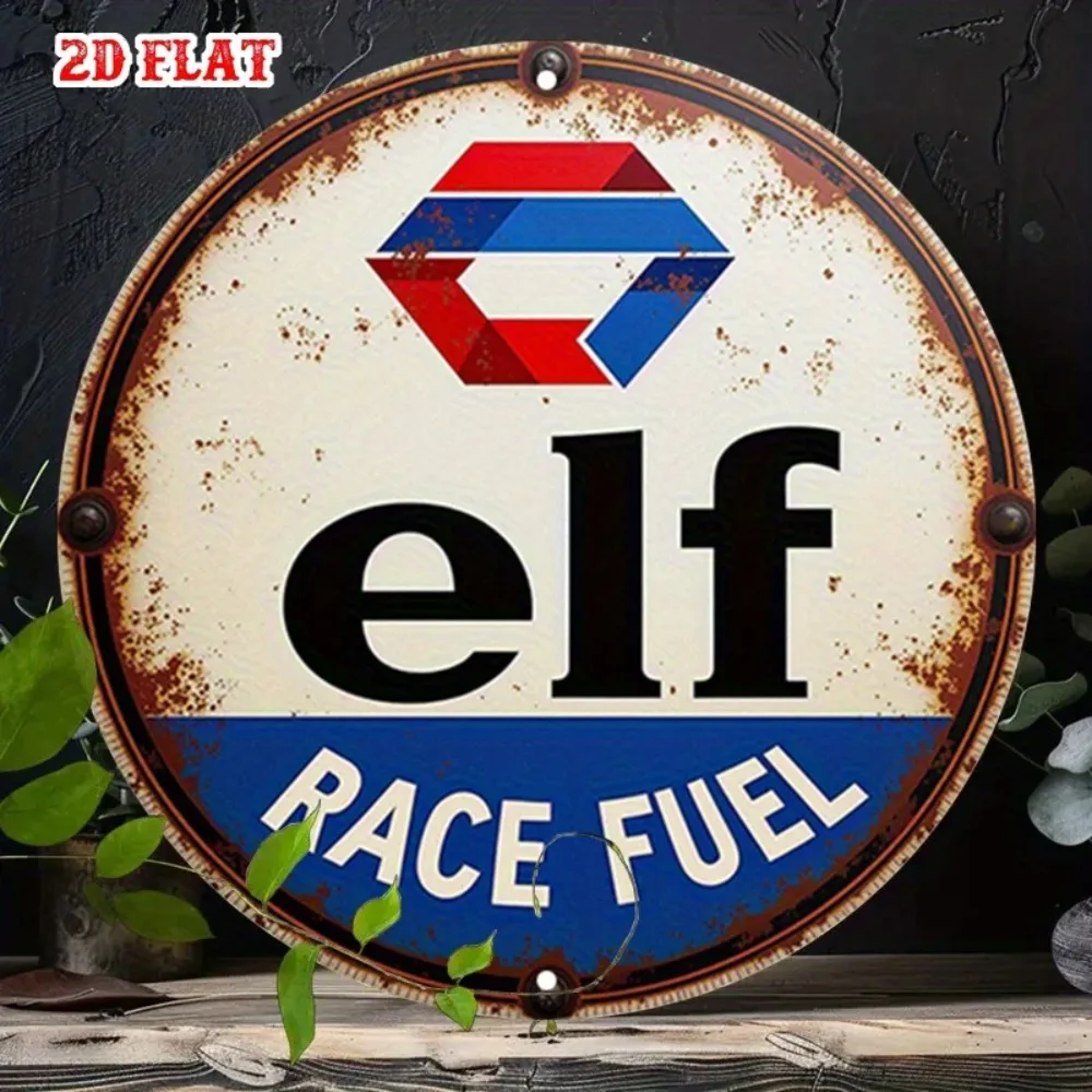 Vintage Runde 2D Aluminium-Rennkraftstoff-Schilder Wanddekoration 7,87x7,87 Zoll für Garage und Bar