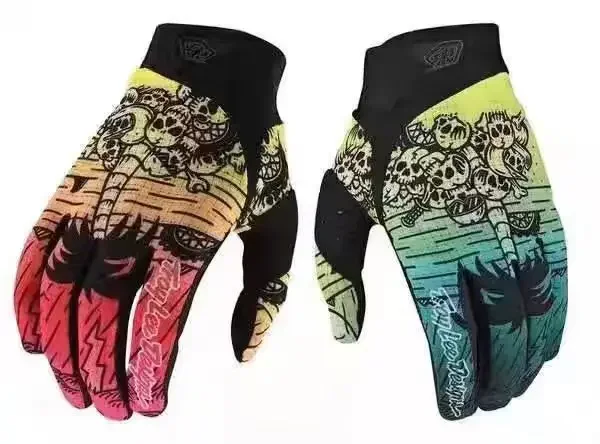 Guantes coloridos con patrón de garra fantasma para bicicleta de montaña, guantes de carreras de motos de cross, MX, DH, novedad