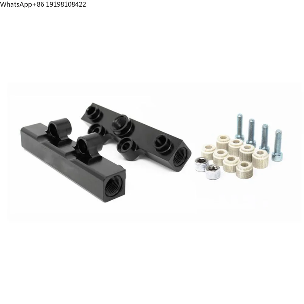 AUSO Red Black  Silver Top Feed Twin Fuel Pump Bracket Fuel Rail for Subaru WRX 02-14 / STI 07-20 TD244