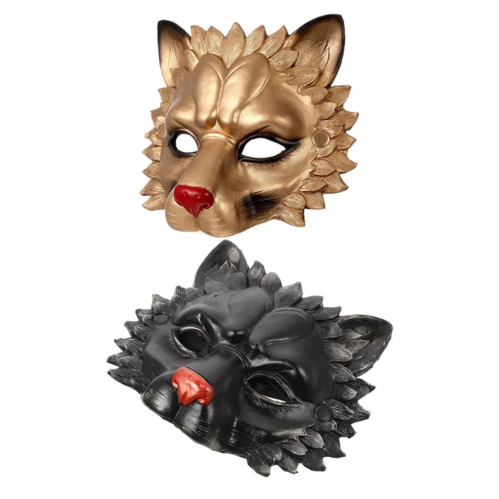 2Pcs Realistic 3D Lion Masks for Halloween Cosplay, PU Foam Half Face Masks for Costume Party & Masquerade