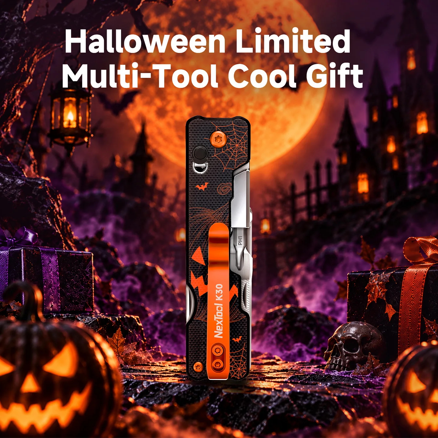 NexTool Knight K30 Halloween Edition 11 In 1 Multi Tool EDC Pocket Knife Outdoor Camping Folding Tool Scissors Gift for Men