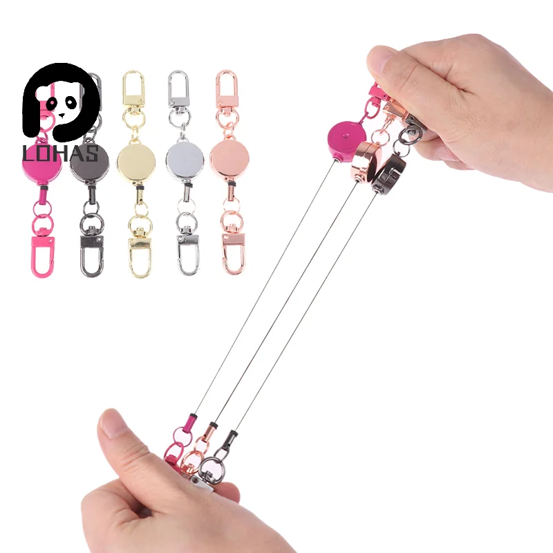 21 مللي متر مكافحة سرقة المعادن سهلة السحب مشبك حبل قابل للسحب مفتاح حامل المفاتيح المرنة رياضي قابل للسحب حلقة رئيسية ممرضة أجزاء
