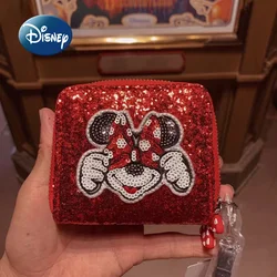 Portamonete da donna nuovo originale Disney Minnie Fashion Casual con cerniera con paillettes portafoglio da donna Minnie portamonete di alta qualità