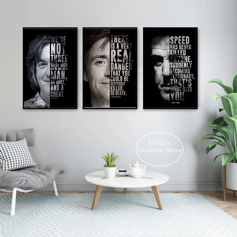 Top Gear Host Jeremy Clarkson James May Inspirational Quotes Poster Print Canvas Painting Pictures for Studio Office Room Decor