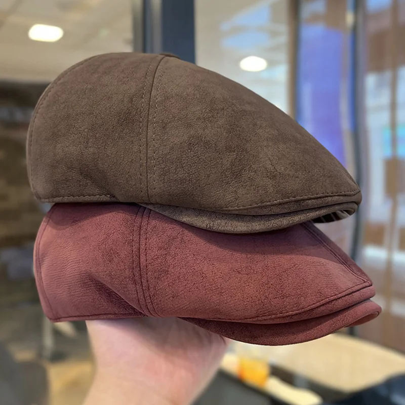 Solid Color Beret Men Women Classic Vintage Newsboy Cap British Retro Painter Hats Winter Autumn Casual Golf Driving Forward Hat image 3