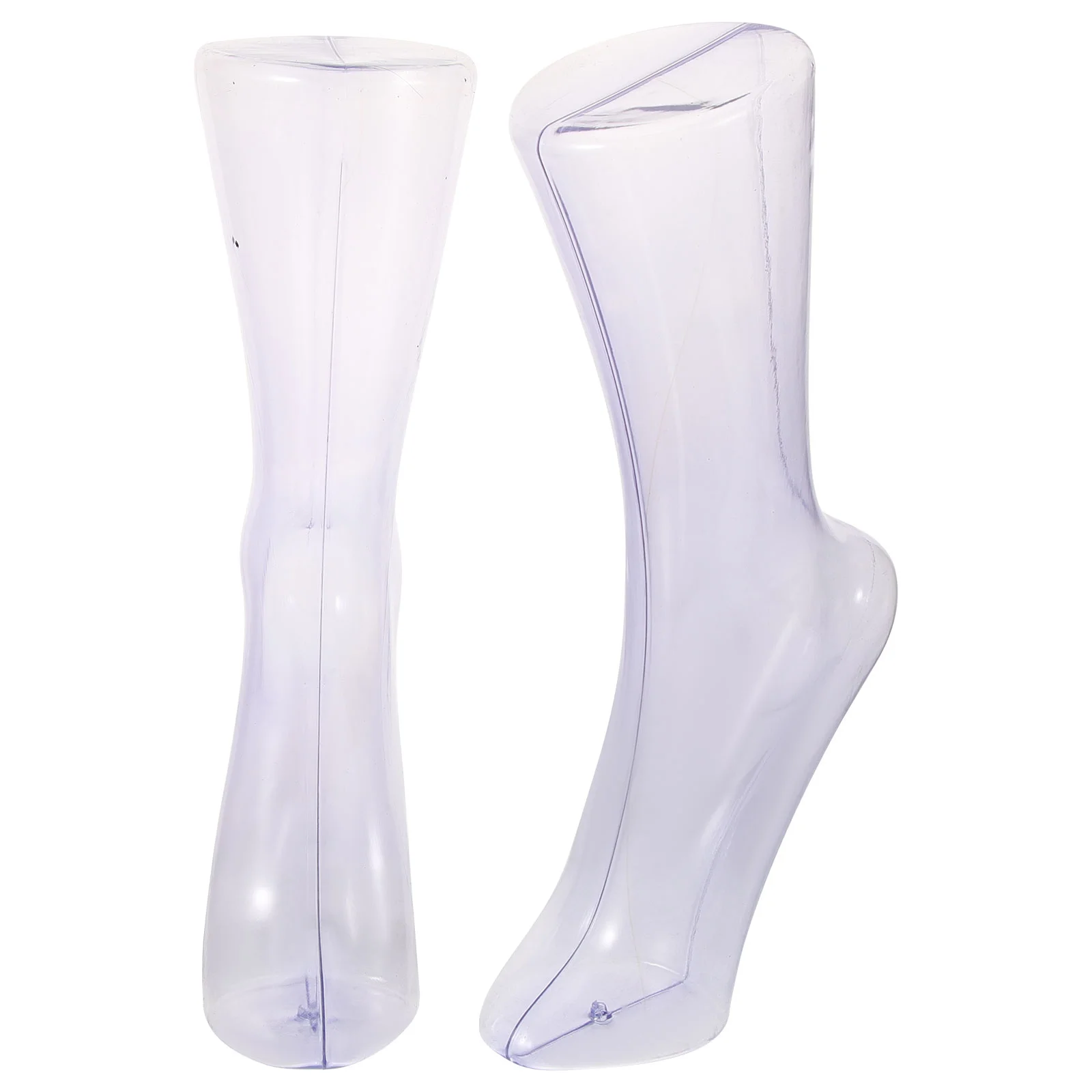 2 Pcs Plastic Transparent Foot Mold Shoe Display Feet Socks Model Dress Mannequin for Form Anklets Men and Women