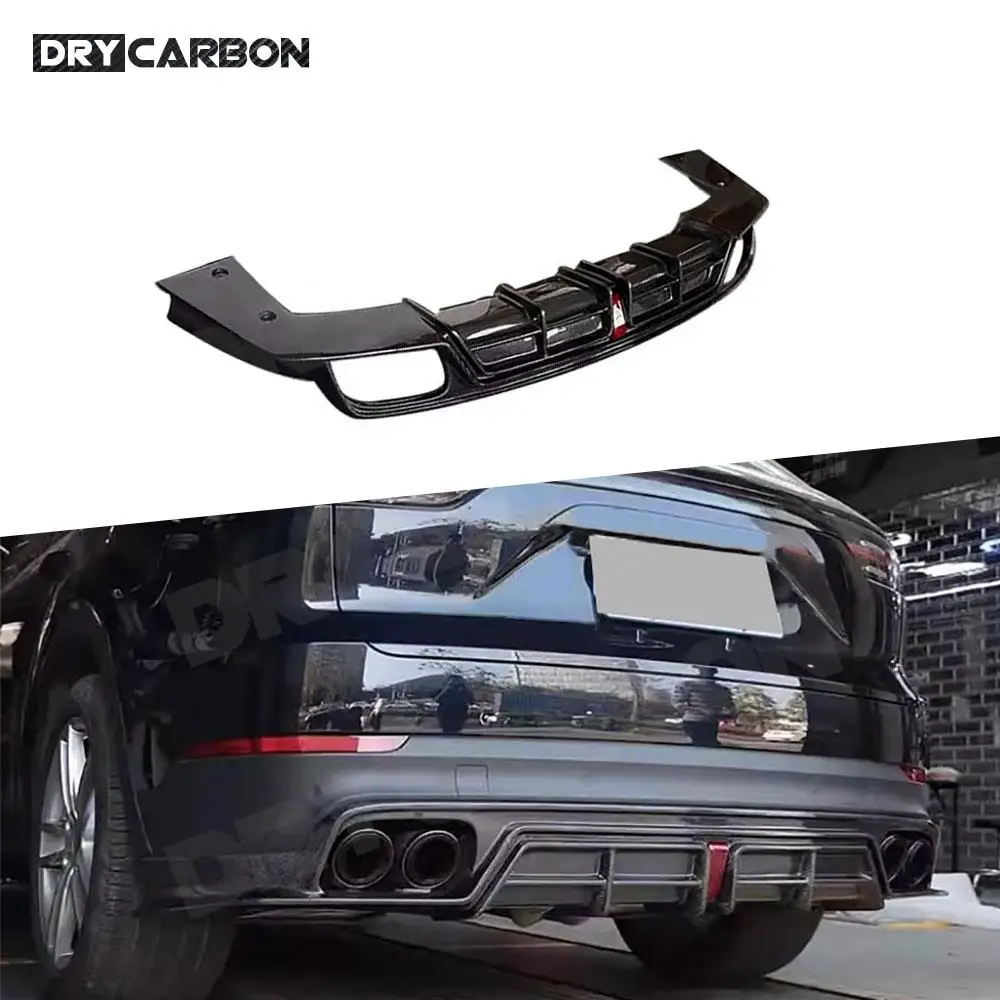 

Carbon Fiber Rear Lip Diffuser Spoiler With Led for Porsche Cayenne 2022 Car Bumper Guard Accessories FRP Black Bodykit