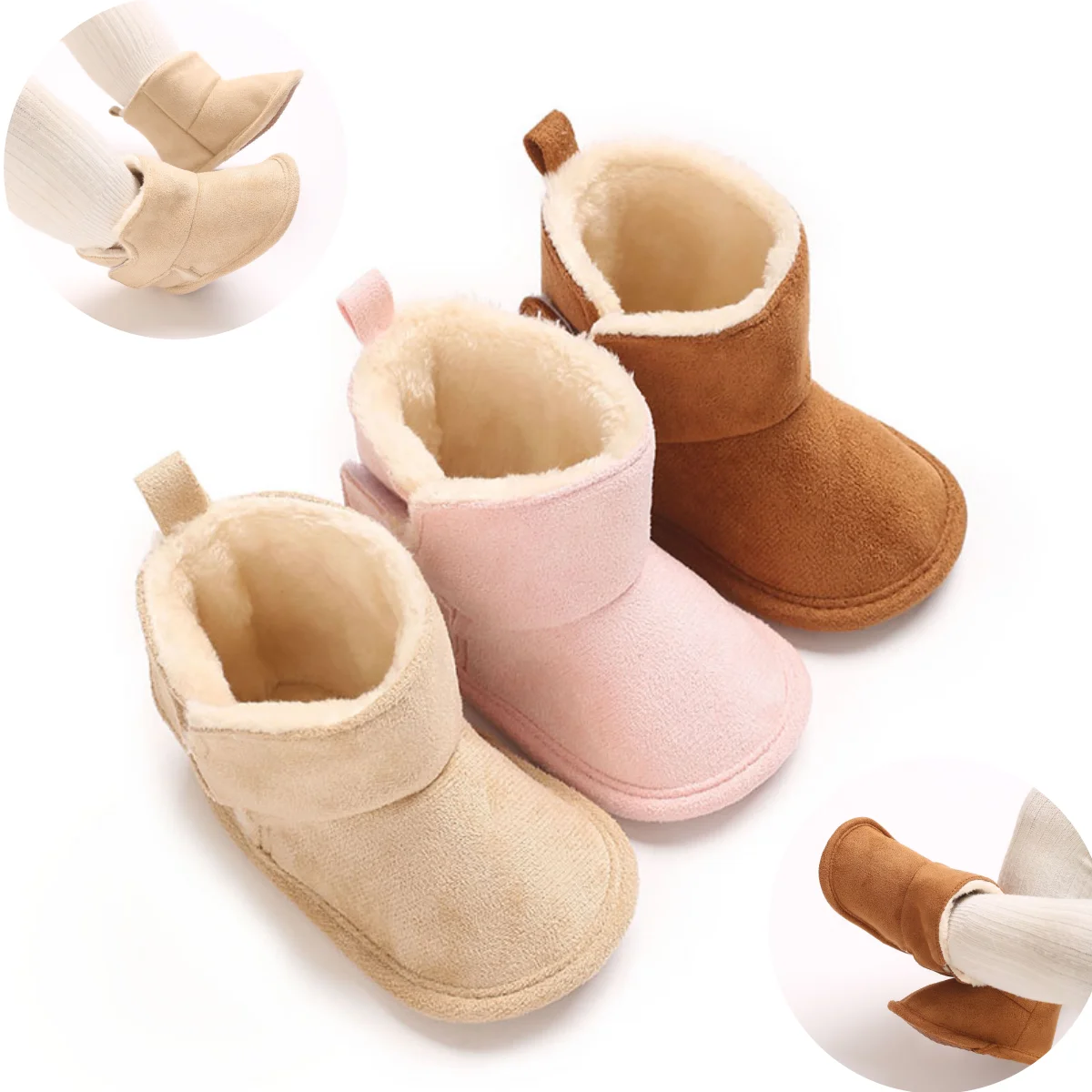 

Плюшевая зимняя детская обувь для мальчиков и девочек, хлопковые зимние пинетки на мягкой подошве, толстые зимние теплые ботинки для новорожденных, обувь для первой ходьбы