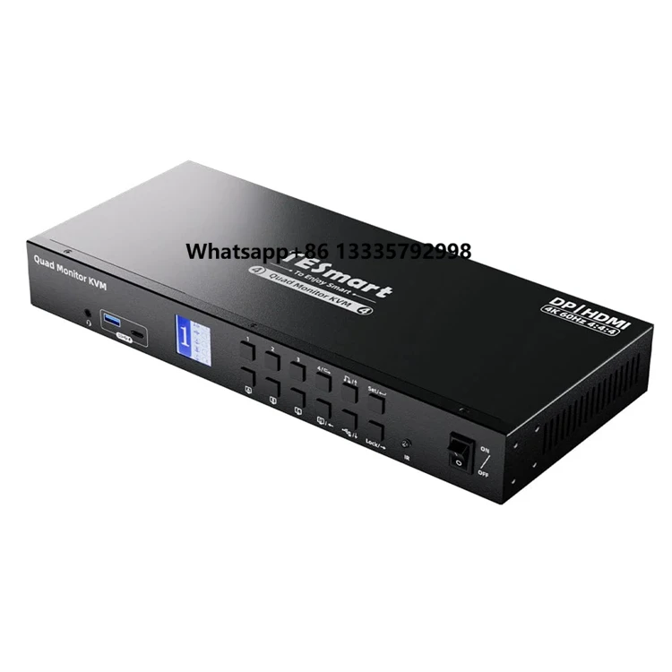 

TESmart Quad Monitor MST KVM Built-in Charging Module Support 4K60Hz USB3.0 EDID KVM Dock for Gaming and Hybrid WFH Setups