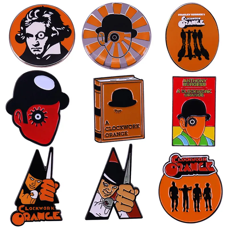 Violence Thriller Movies A Orange Enamel Pins Clockwork Metal Brooch Badge Fashion Jewellery Backpack Accessory Gifts