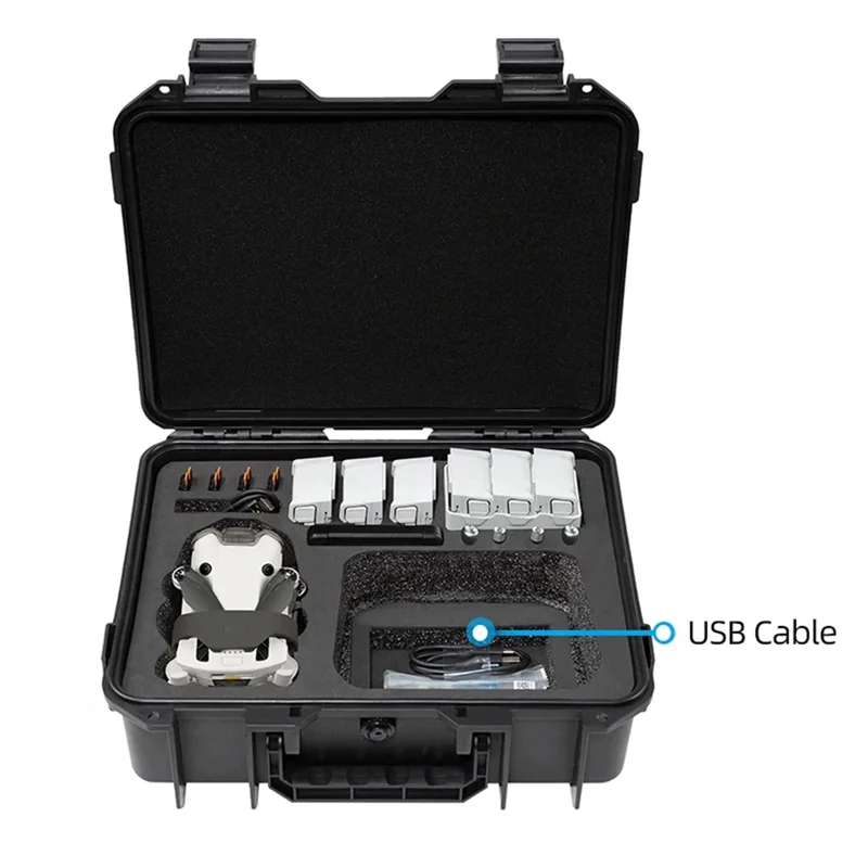 عملي-ل DJI Mini 4 Pro حقيبة للتخزين Mini 4 Pro حافظة مقاومة للانفجار محمولة صندوق مقاوم للماء غلاف صلب حافظة ذات سعة كبيرة