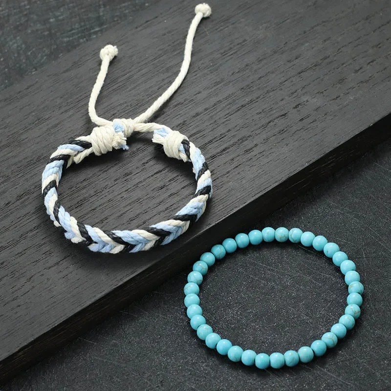 2Pcs Men Bracelet Set Natural Coconut Beads Braclet Homme Handmade Weaven Macrame Braslet Tiger Eyes Stone Brazalete Pulseria image 6