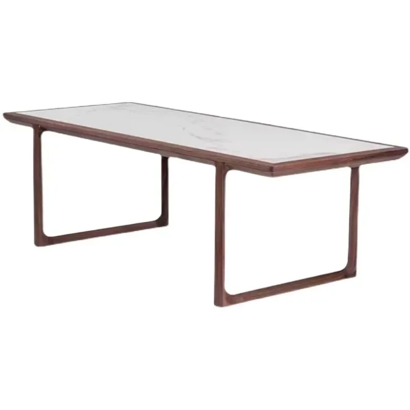 

North American black walnut tea table and chair combination modern light luxury rock slab tea table office tea room new