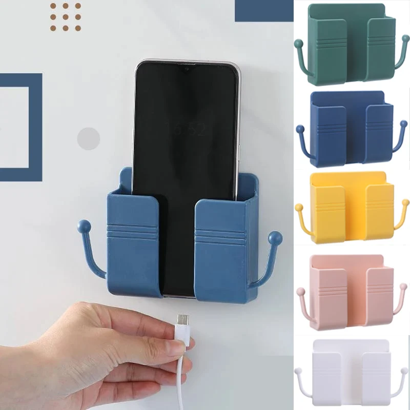 NEW Mobile Phone Holder Wall Mounted Organizer Storage Box Wall Charger Hook Cable Charging Dock Multifunction Holder Stand