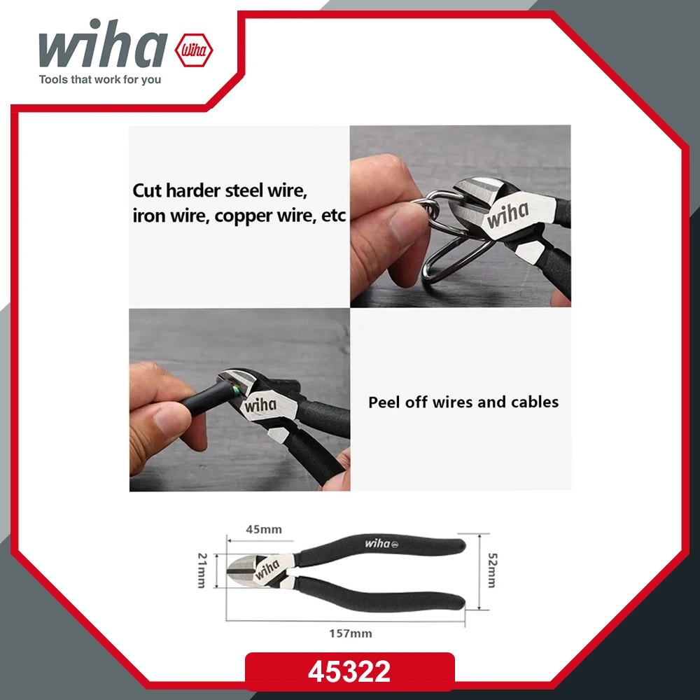 

WIHA Black Forest Diagonal Pliers 157mm Easy Operation Cable Cutter Hand Tools
