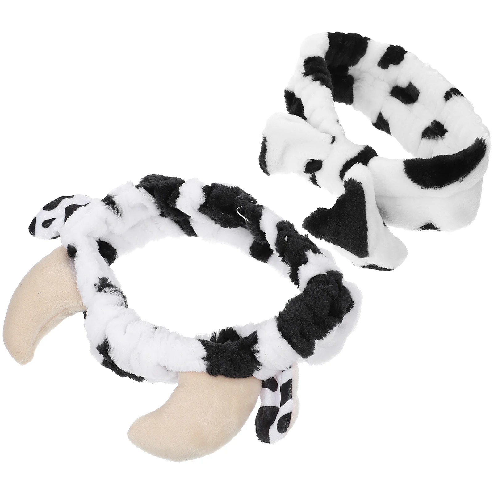 2 Pcs Horn Headband Adorable Skincare Headbands Cow Make up Daily Wear for Washing Face Fabric Lovely