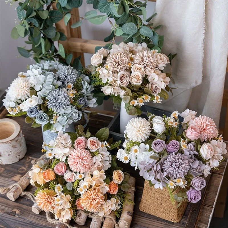 

Artificial Roses Chamomile Bouquet 12/16/20/24 Pcs Christmas Home Decorative for Romantic Anniversary Wedding Venue Decoration