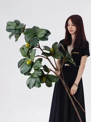 Large Branch Simulation Flower Bowl Magnolia Leaf Tree Photo Props Decoration Fake Flower Flower Green Plant