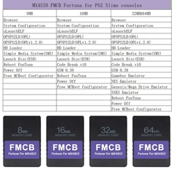 Free McBoot v1.966 Fortuna SD Card Adapter 8MB /16MB/ 32MB /64MB Memory Card Compatible with PS2 Slim/Fat Game Console