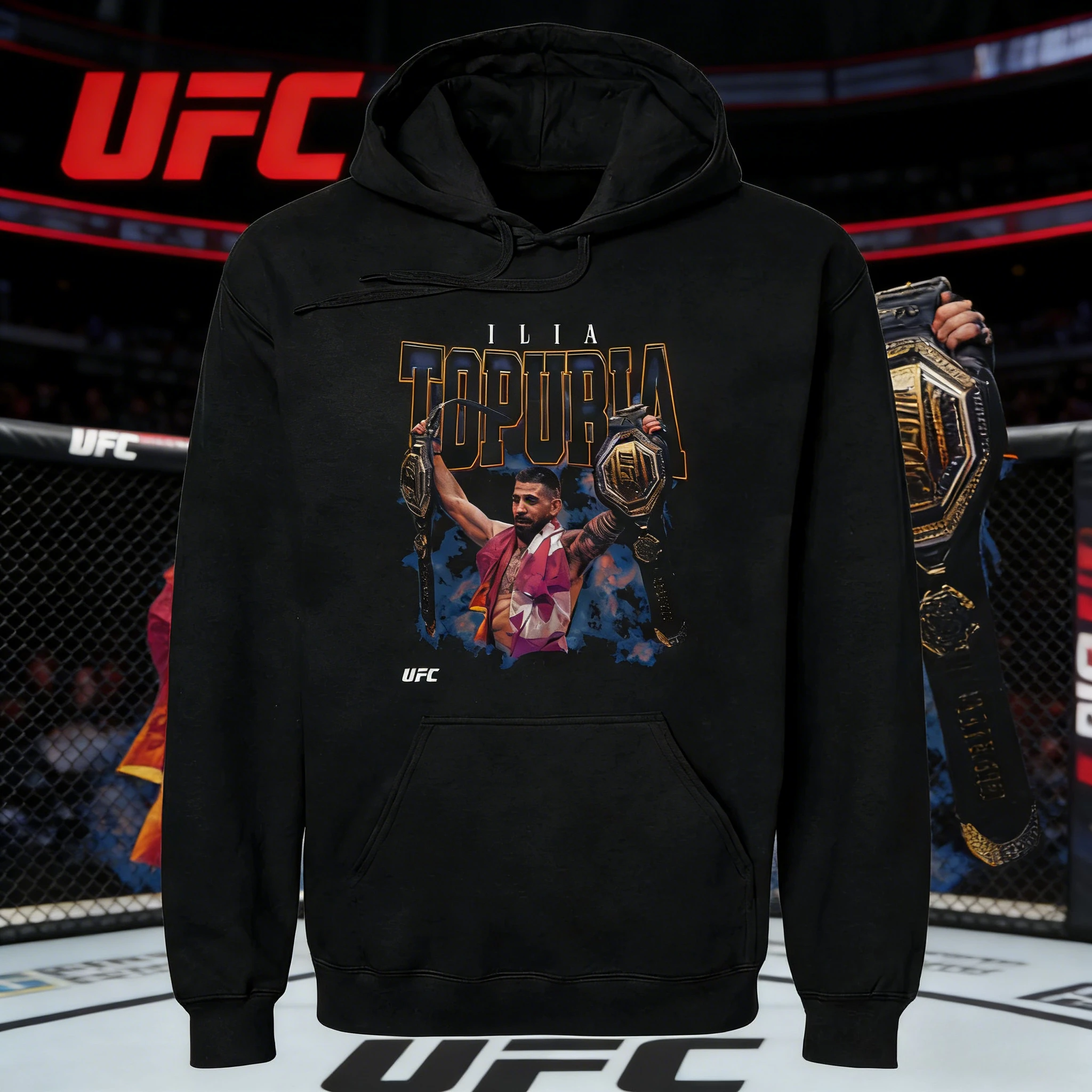 

Осень/зима 2026, UFC Ilia Topuria, боевая толстовка с рисунком, женская модная свободная повседневная хлопковая теплая толстовка, пальто унисекс