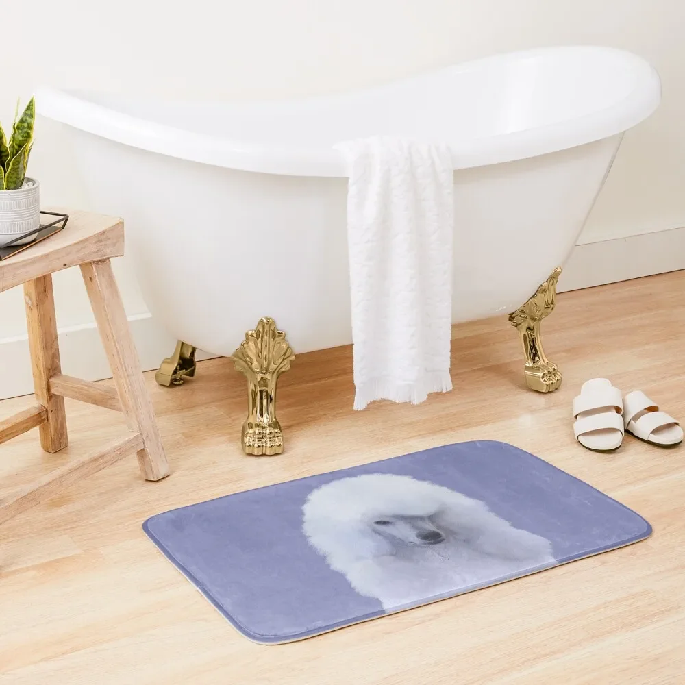 

Standard Poodle White Bath Mat Showers Set Ofs In The Bathroom Bathroom Kit Anti-Skid Shower Mat