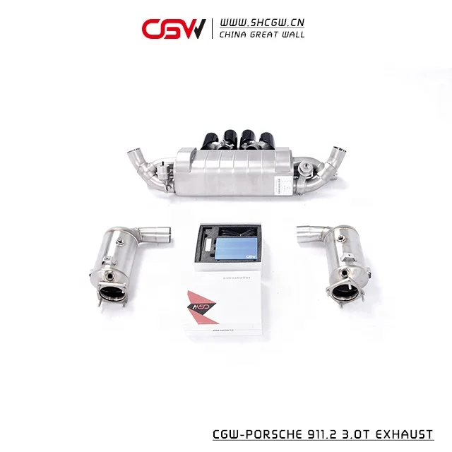 2 Years' Warranty High Performance Valve Full System Exhaust Muffler Quad Black Tips for  911 991.2 3.0T - view 4