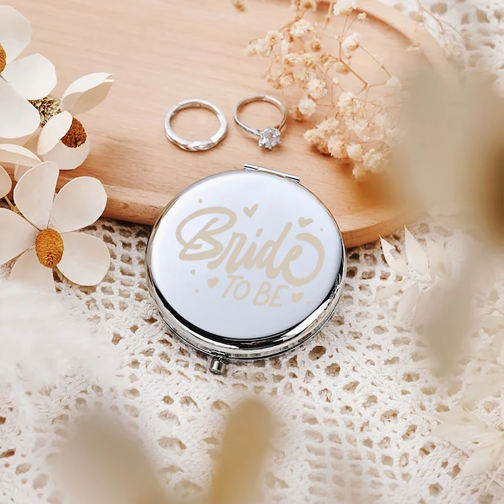 1pc Cartoon bride to be love Folding Mirror Round Circle Mirror Fold Mirror Pocket Mirror Wedding Party Gifts Party Gift