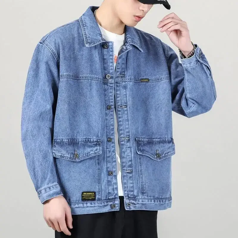 

Jeans Coat for Men Autumn Overcoat Denim Jackets Man Wide Shoulders Cheap Price Stylish Designer Y2k on Board One Piece Washed G