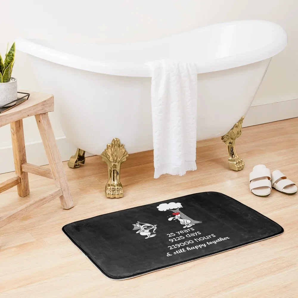 25th Wedding Anniversary Funny Gift For Husband Wife 25 Years Together 25th Year Of Marriage Humorous Couple Matching Bath Mat