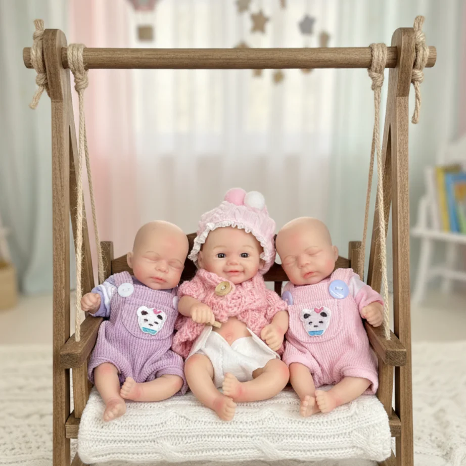 

3 Styles/Mini Palm Washable Silicone Girl Doll With 3D Paint Skin Flexible Soft Touch Feeling Lifelike Realistic Mini Girl Doll