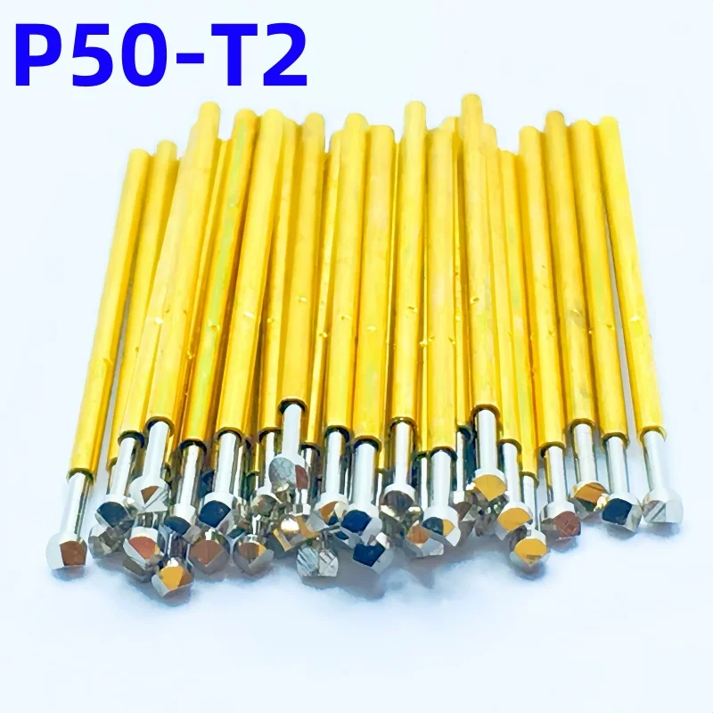 

100PCS P50-T2 Spring Test Probe Test Pin Pogo Pin P50-T Electric ICT FCT PCB Test Tool 0.90/0.68/16.55mm Needle Chisel Cut Tip