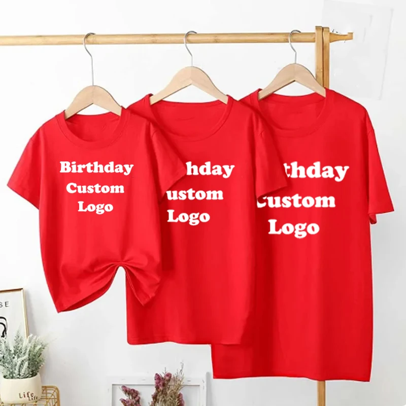 

Customize Logo Cartoon Men Tops Family Women Mom Son Daughter Clothing Fashion Summer Family Birthday Pullovers Summer T-shirts