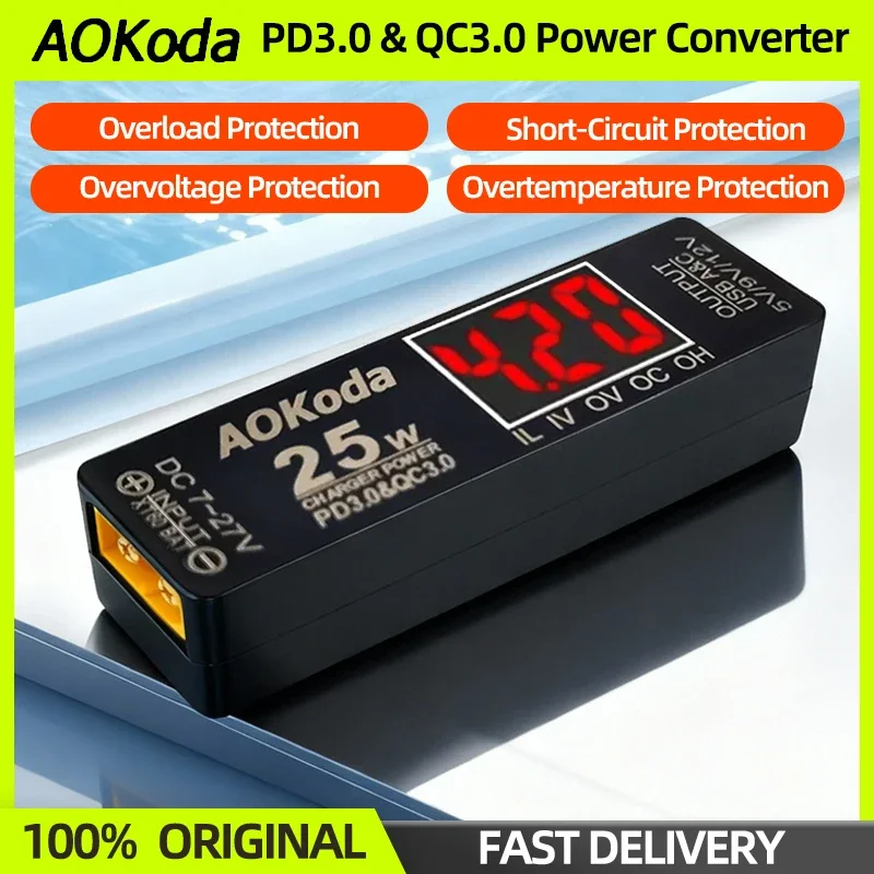 AOKoda XT60 a PD3.0 Lipo Batteria Caricatore rapido QC3.0 Convertitore di potenza Adattatore Protezione da sovraccarico per Smartphone Tablet PC Parti