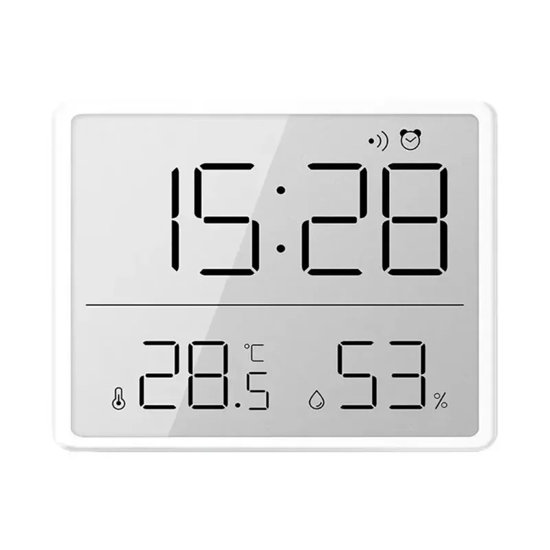 Ultra-thin Wall Clock LCD Large Screen Digital Temperature and Humidity Meter Simple Alarm Clock Magnetic Design Clocks Decor